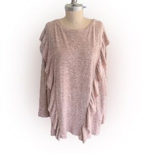 Easel Women’s Boutique Brand Sweater With Front Side Ruffles. Size Medium